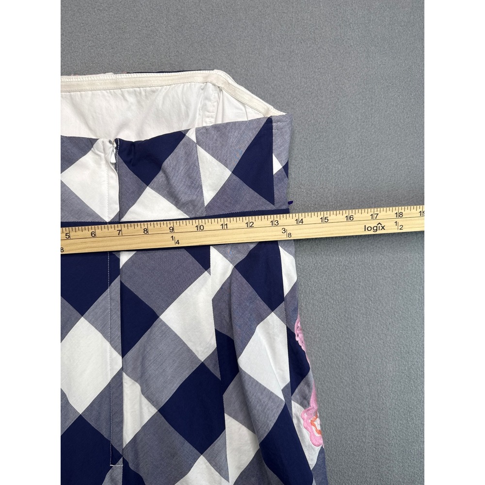 Lilly Pulitzer Dress Women 2 Blue Gingham Strapless Floral Embroidered 17424‎ - Picture 9 of 11